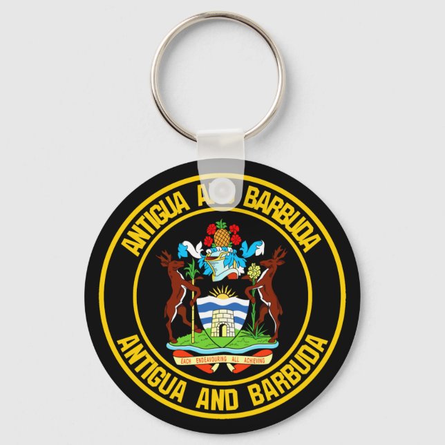 Antigua and Barbuda Round Emblem Key Ring (Front)
