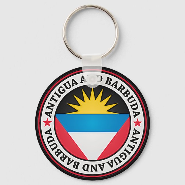 Antigua And Barbuda Round Emblem Key Ring (Front)
