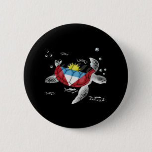 Antigua And Barbuda Turtle 6 Cm Round Badge