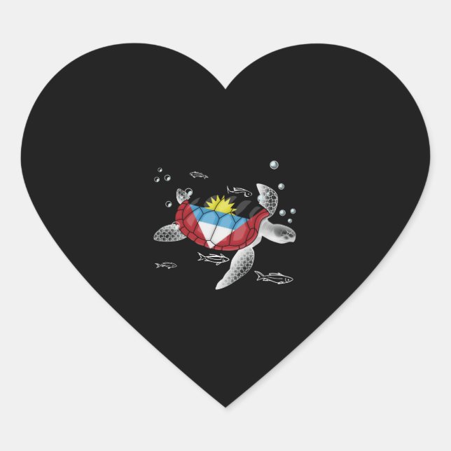 Antigua And Barbuda Turtle Heart Sticker (Front)