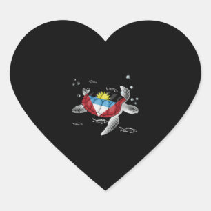 Antigua And Barbuda Turtle Heart Sticker