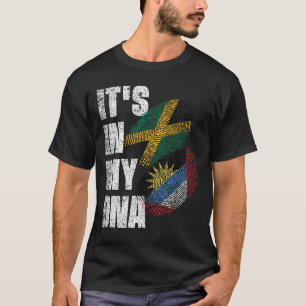 Antigua And Jamaican DNA Mix Flag Heritage  T-Shirt