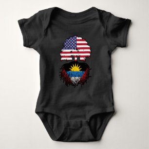 Antigua Antiguan American USA Tree Roots Flag Baby Bodysuit