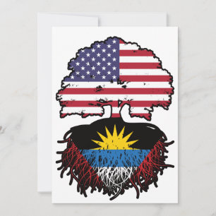 Antigua Antiguan American USA Tree Roots Flag Invitation