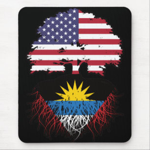 Antigua Antiguan American USA Tree Roots Flag Mouse Pad