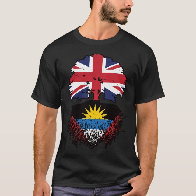 Antigua Antiguan British UK Tree Roots Flag T-Shirt (Front)