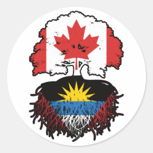 Antigua Antiguan Canadian Canada Tree Roots Flag Classic Round Sticker