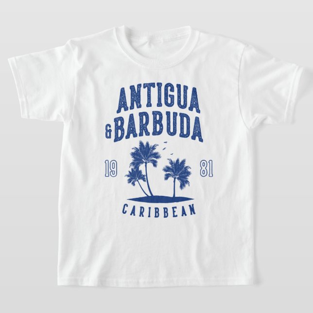 Antigua & Barbuda Caribbean Palm Tree Kids T-Shirt (Laydown)