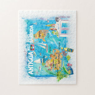 Antigua & Barbuda West Indies Travel Map Puzzle