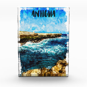 Antigua Caribbean Island Tropical Watercolor Photo Block