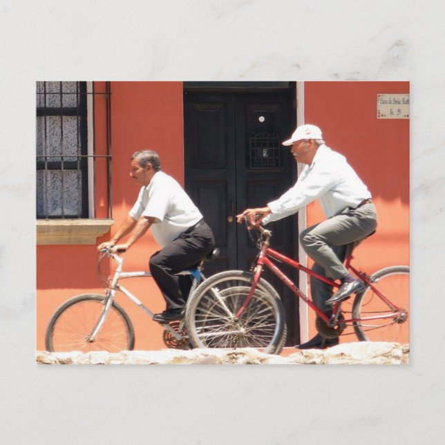 Antigua Cyclists Guatemala Postcard (Front)