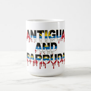 Antigua Drip Text Caribbean Flag Design Fan Coffee Mug