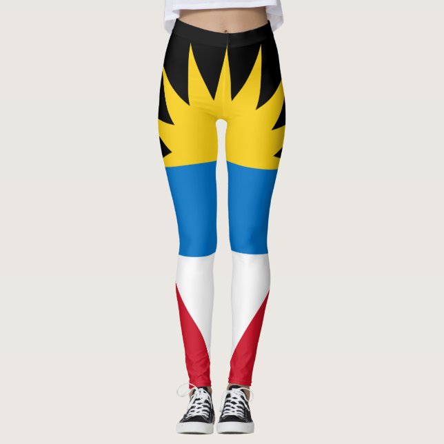 Antigua Flag Antiguan Barbudan Caribbean Carnival Leggings (Front)