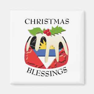 ANTIGUA FLAG Christmas Pudding Magnet
