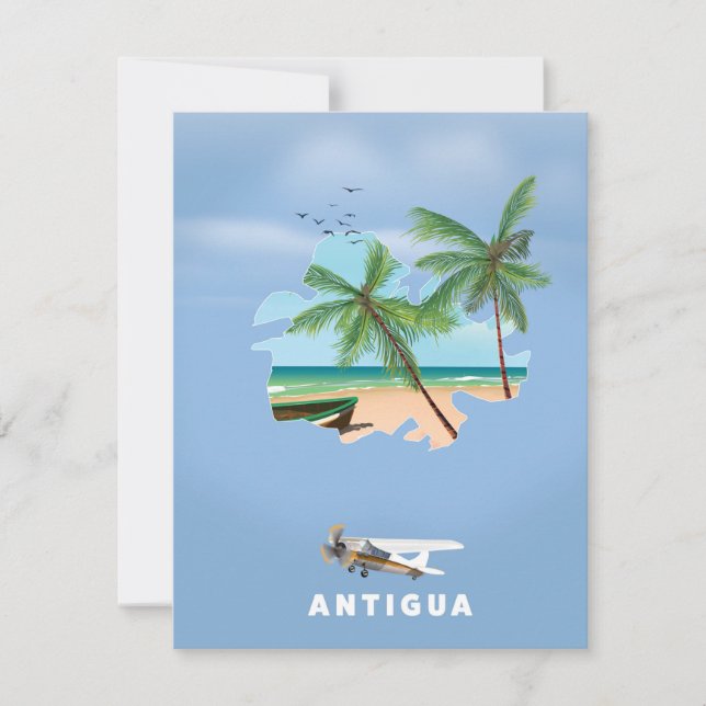 Antigua Illustrated map travel poster (Front)