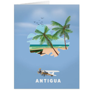 Antigua Illustrated map travel poster