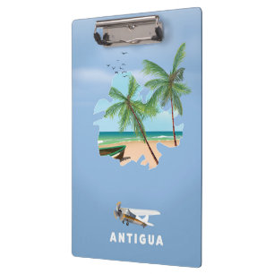 Antigua Illustrated map travel poster Clipboard