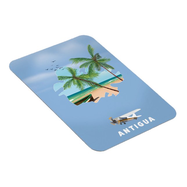 Antigua Illustrated map travel poster Magnet (Right Side)