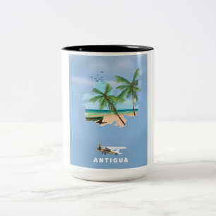 Antigua Illustrated map travel poster Two-Tone Coffee Mug