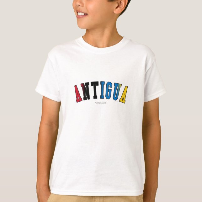 Antigua in national flag colours T-Shirt (Front)