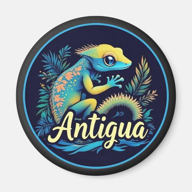 Antigua Island Caribbean Gecko Magnet (Front)