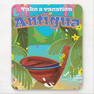 Antigua island vintage travel poster art. mouse pad