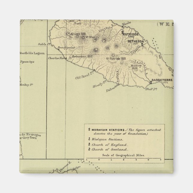 Antigua Lithographed Map Magnet (Front)