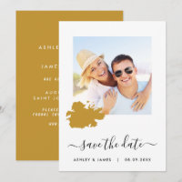 Antigua Map Photo Wedding Save the Date Card