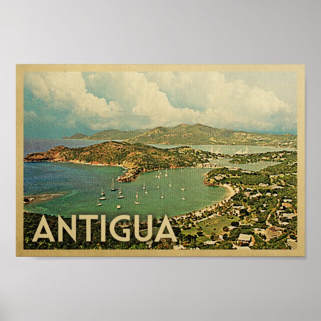 Antigua Poster Vintage Travel Poster Caribbean (Front)