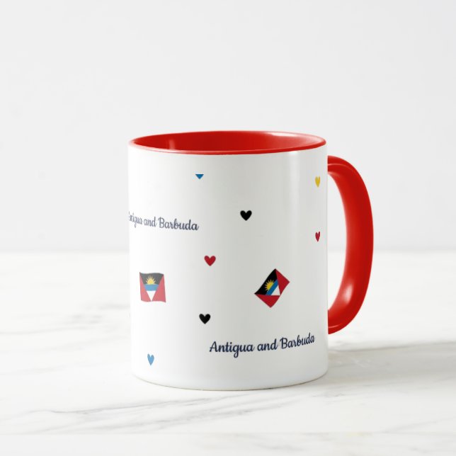 Antigua Roots Pattern Mug | Caribbean Flag (Front Right)