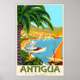 Antigua West Indies Caribbean Sea Travel Poster
