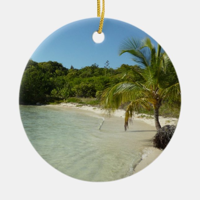 Antiguan Beach Beautiful Tropical Landscape Ceramic Ornament (Front)