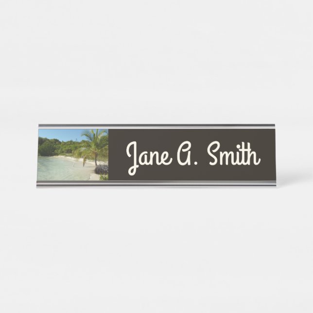 Antiguan Beach Beautiful Tropical Landscape Desk Name Plate (Front)