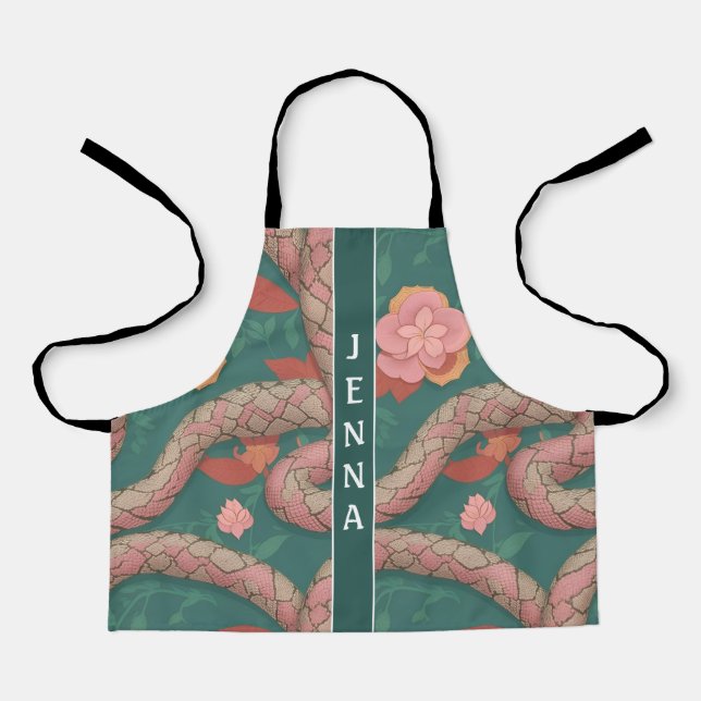 Antiguan Racer Snake Pastel Colourful Pattern Apron (Front)
