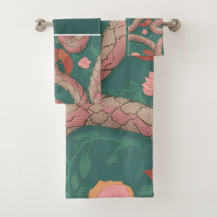 Antiguan Racer Snake Pastel Colourful Pattern Bath Towel Set