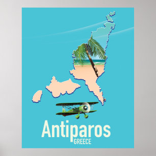 Antiparos Greece travel map Poster