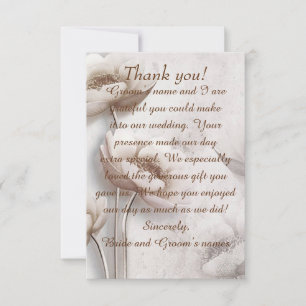 Antiq Looking Lotus Flower Wedding Thank You Card