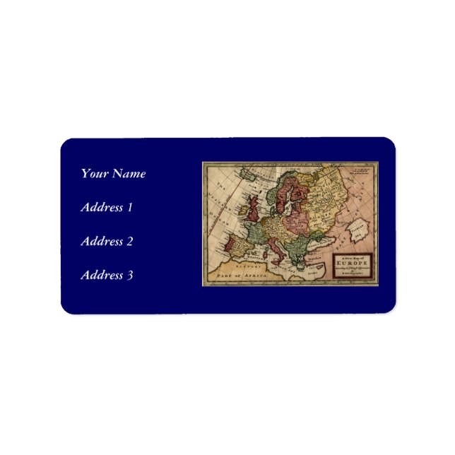 Antiquarian 1721 Map of Europe by Herman Moll Label (Front)