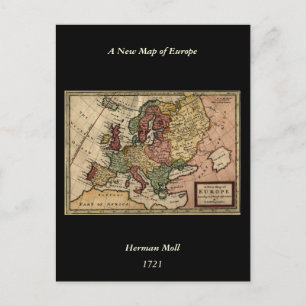 Antiquarian 1721 Map of Europe by Herman Moll Postcard