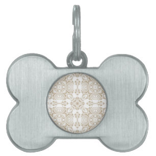 Antiqubeige floral pet ID tag