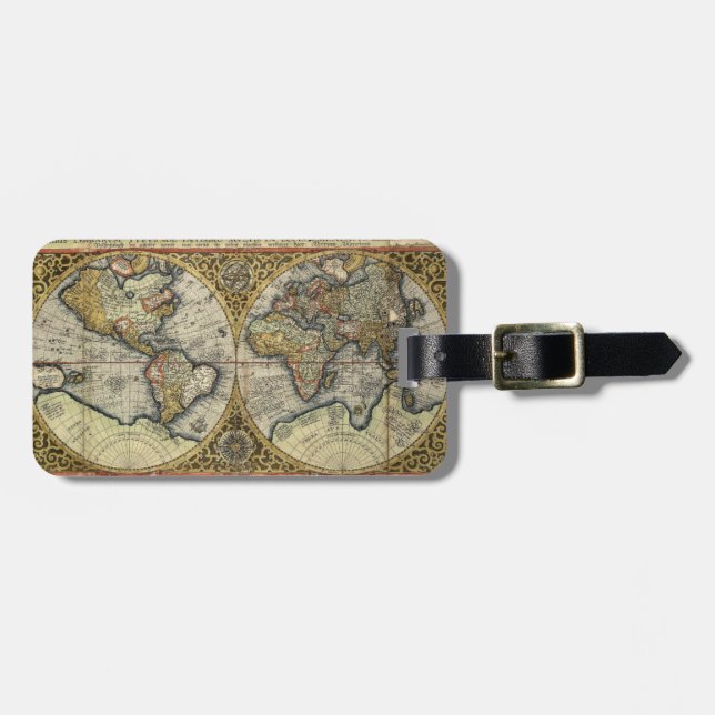 Antique 1590 Wold Map Luggage Tag (Front Horizontal)