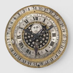 Antique 1650 Calendar Watch Print Large Clock