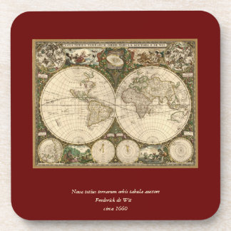 Antique 1660 World Map by Frederick de Wit Coaster