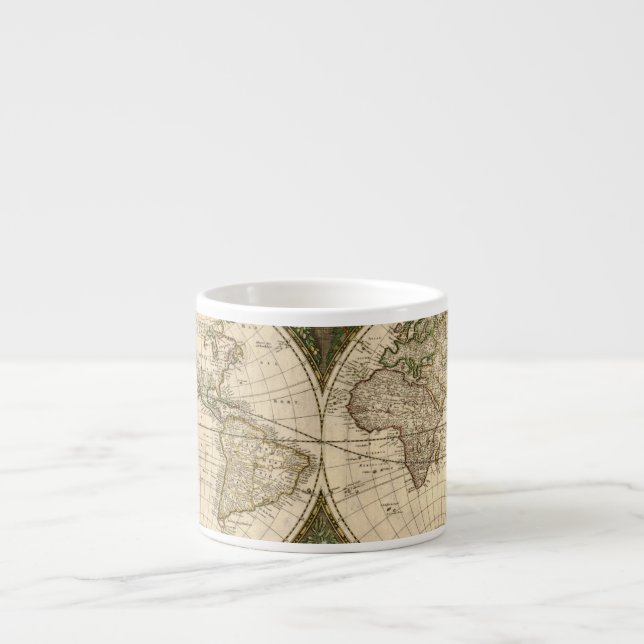 Antique 1660 World Map by Frederick de Wit Espresso Cup (Front)