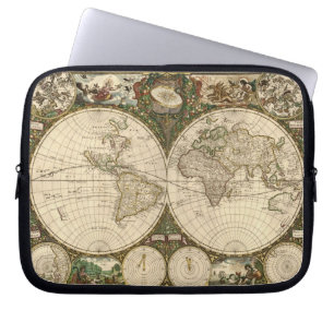 Antique 1660 World Map by Frederick de Wit Laptop Sleeve