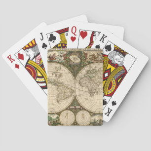 Antique 1660 World Map by Frederick de Wit Playing Cards