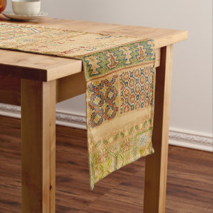 Antique 1676 English Sampler Print Short Table Runner