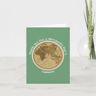 Antique 1786 Eastern Hemisphere Map Theme Party Thank You Card