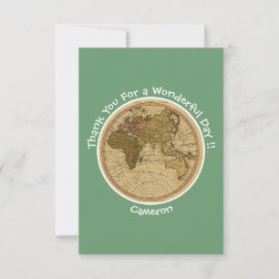 Antique 1786 Eastern Hemisphere Map Theme Party Thank You Card