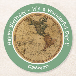 Antique 1786 Western Hemisphere Map Theme Party Round Paper Coaster